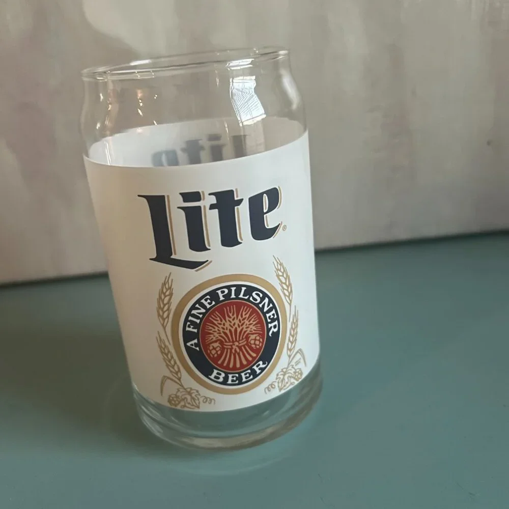 Vintage Miller Lite Can-shaped Pint Glass Beer Home Brewery Pilsner Ale